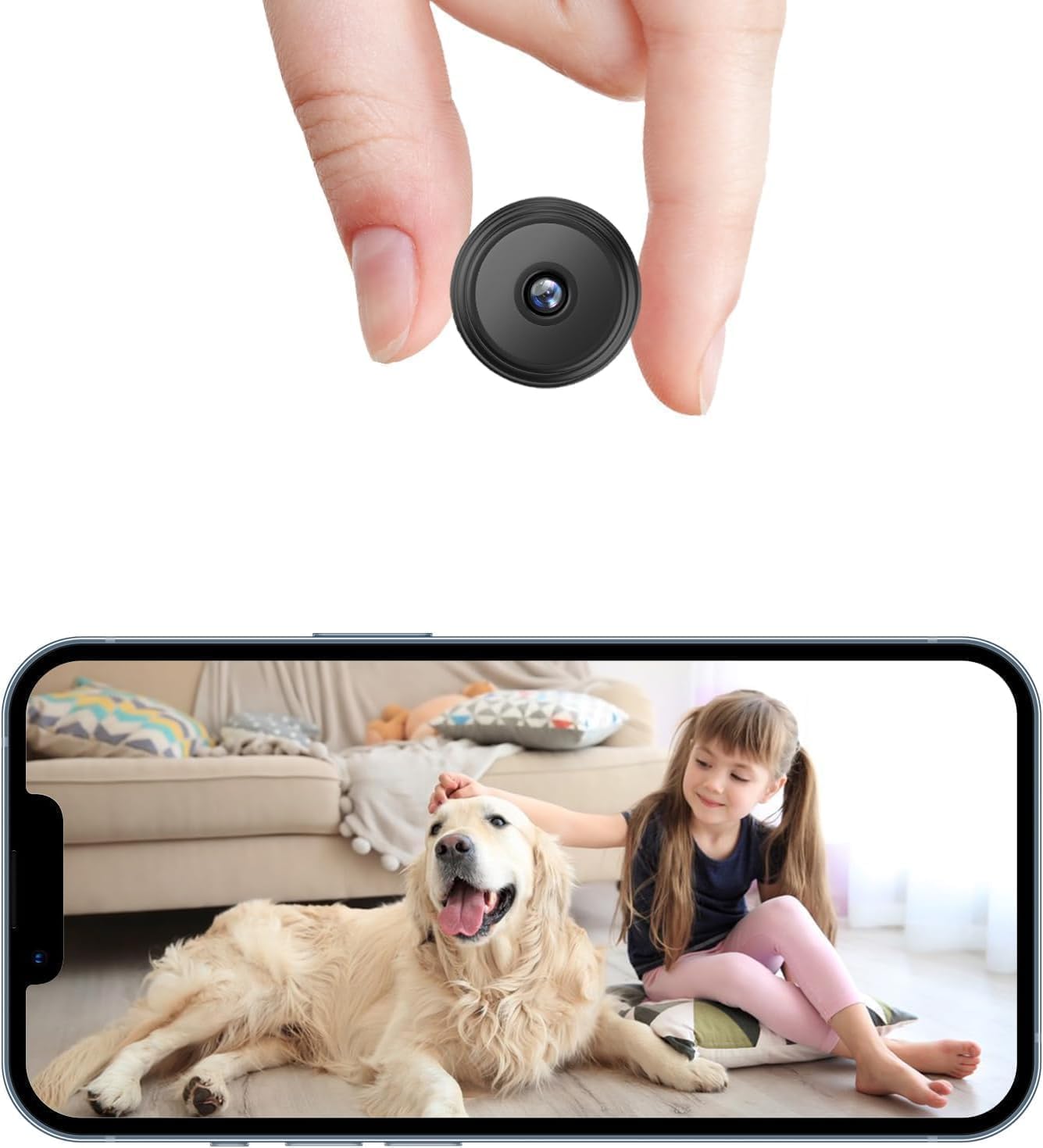GARYVIZ compact magnetic 1080p Wi-Fi camera for monitoring an indoor pet area
